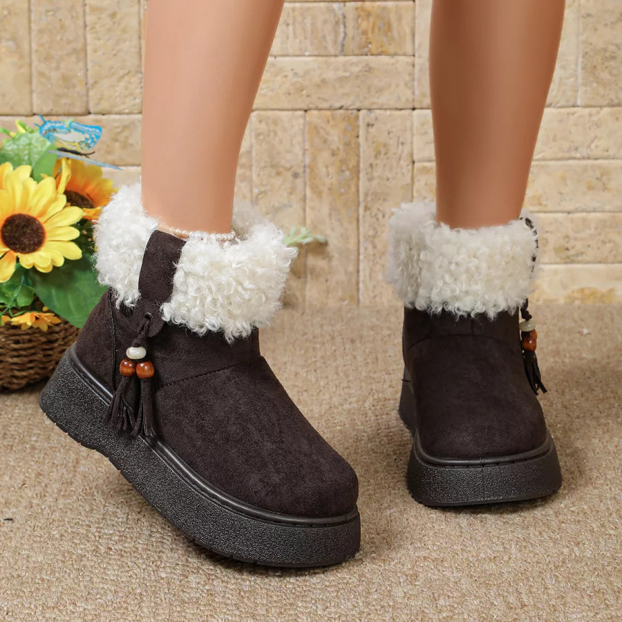 Round Toe Platform Boots Apparel and Accessories