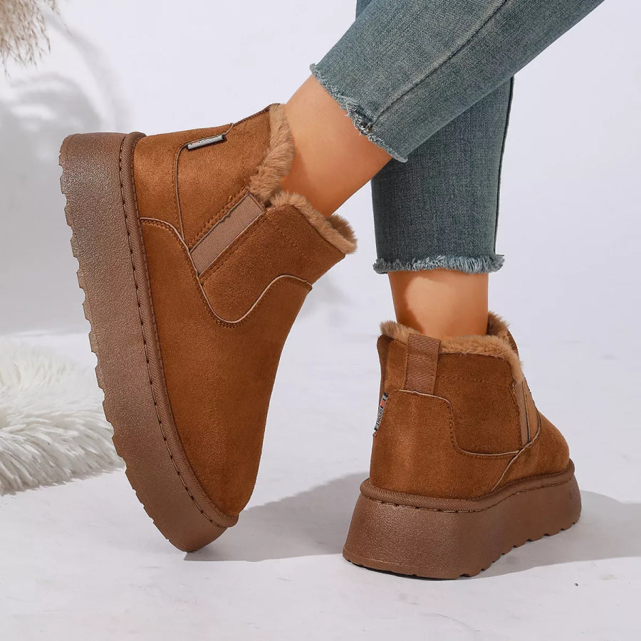 Round Toe Platform Boots Apparel and Accessories