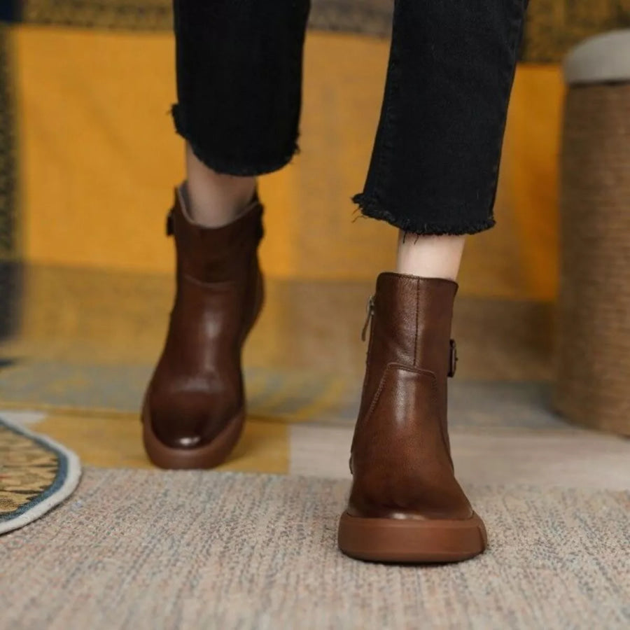 Round Toe Platform Boots Apparel and Accessories