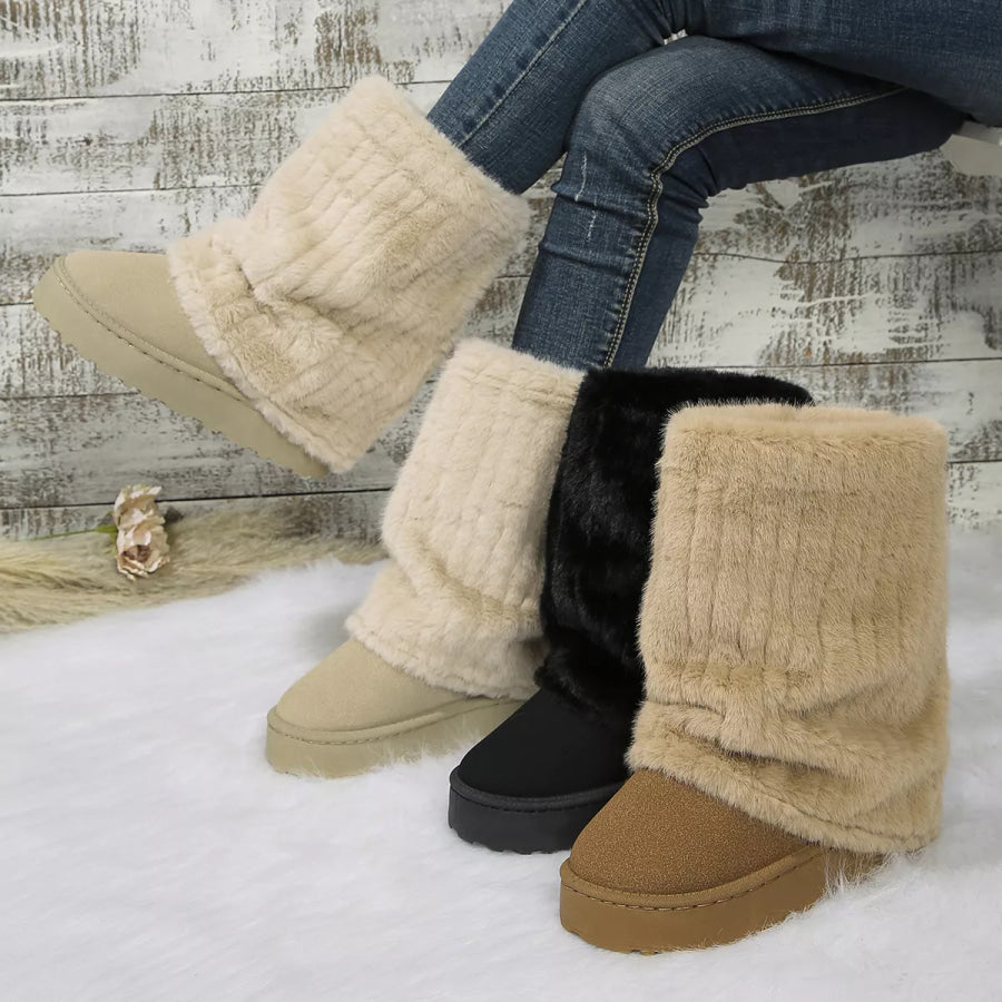 Round Toe Platform Boots Apparel and Accessories