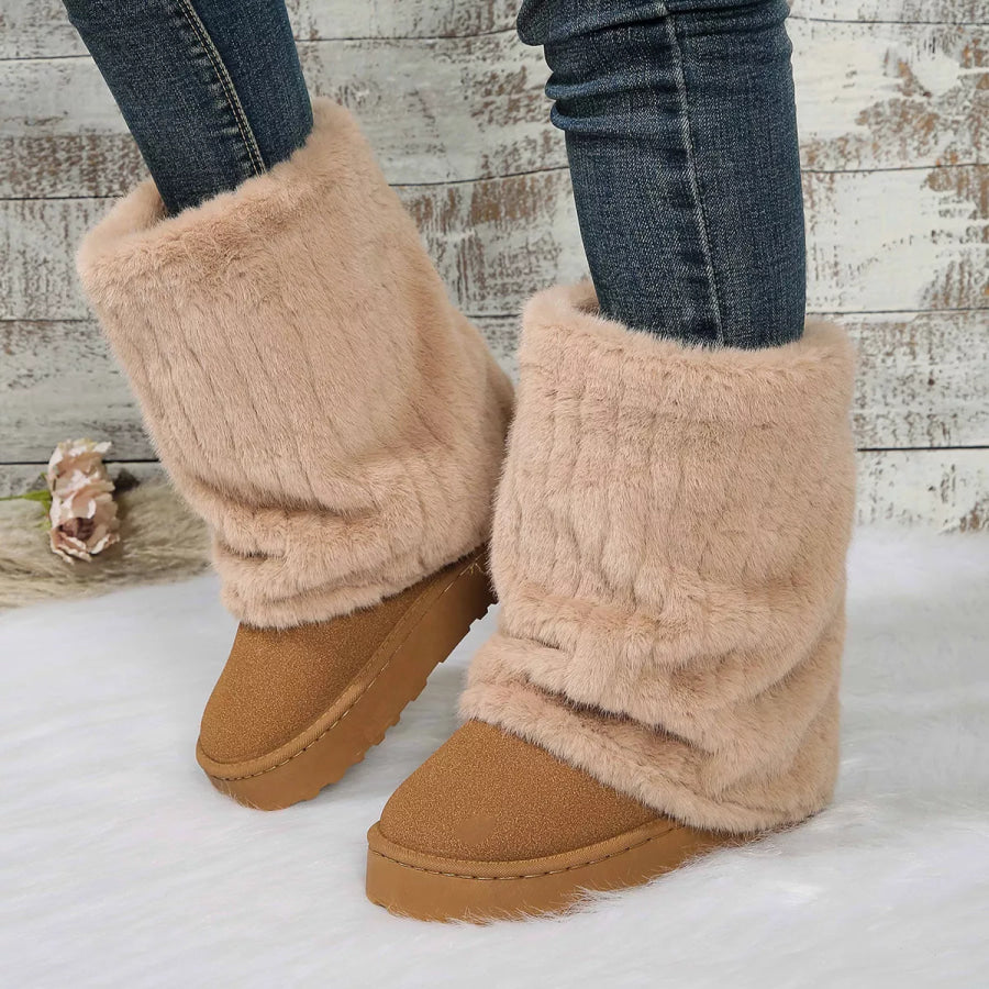 Round Toe Platform Boots Apparel and Accessories