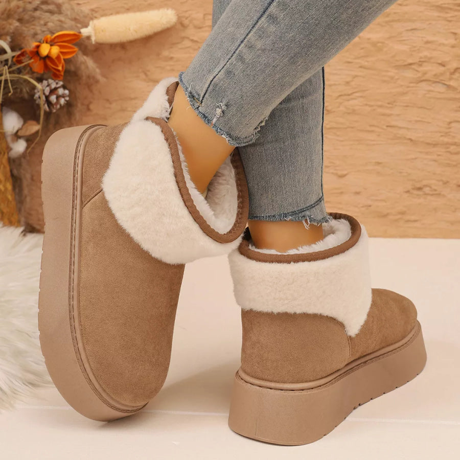 Round Toe Platform Boots Apparel and Accessories