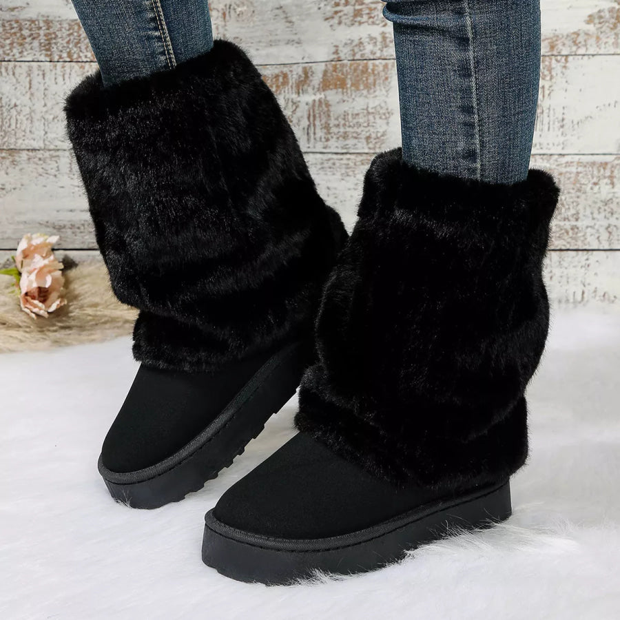 Round Toe Platform Boots Apparel and Accessories