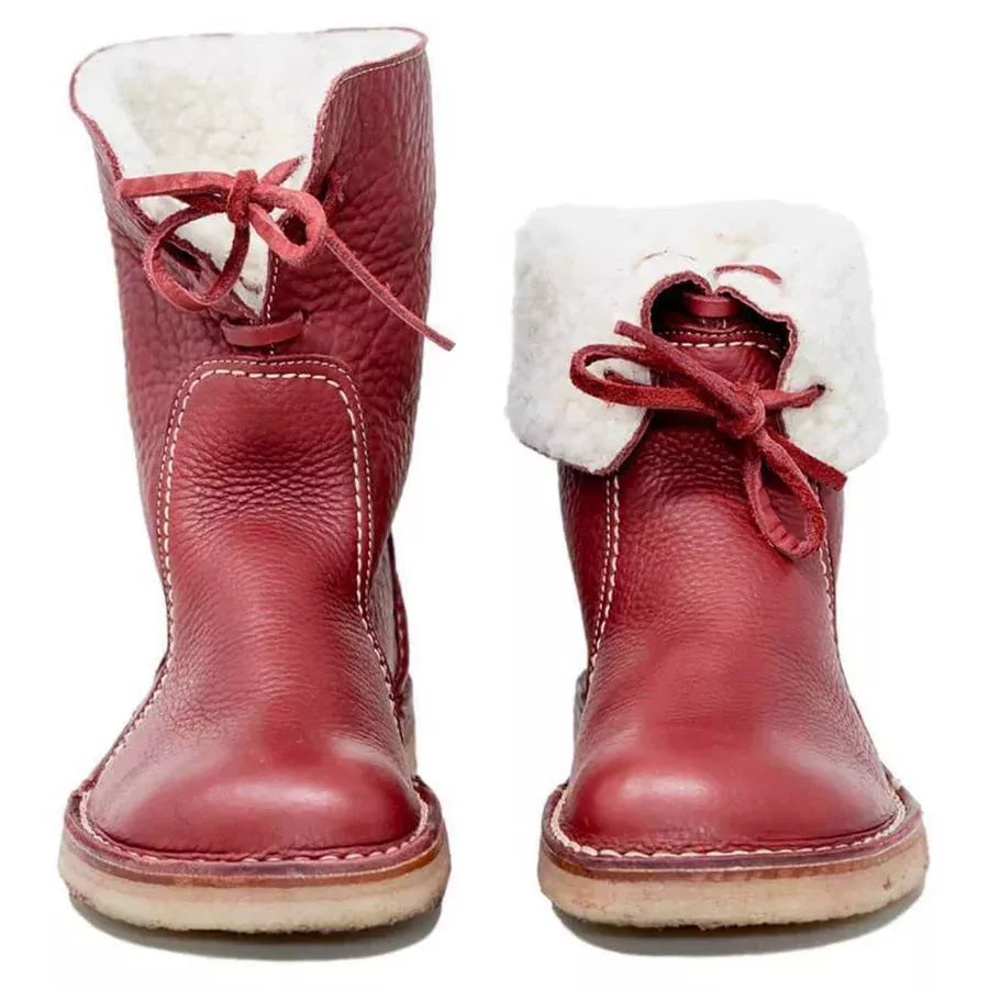 Round Toe Platform Boots Red / 35 Apparel and Accessories