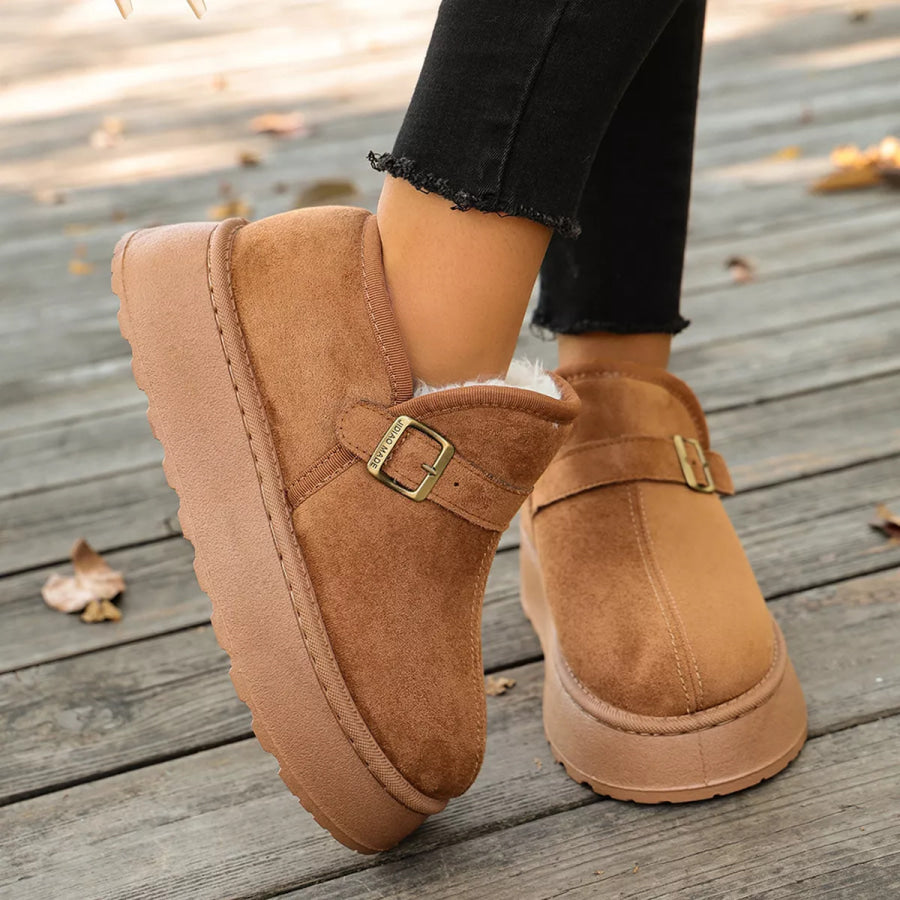 Round Toe Platform Boots Apparel and Accessories
