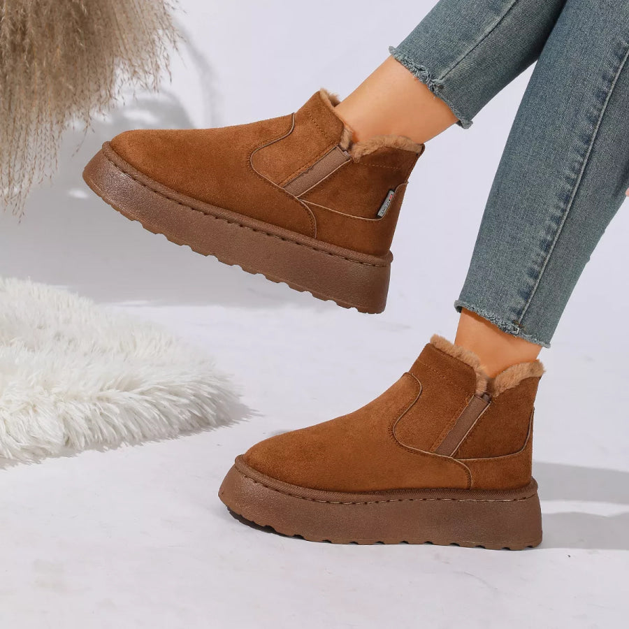 Round Toe Platform Boots Apparel and Accessories