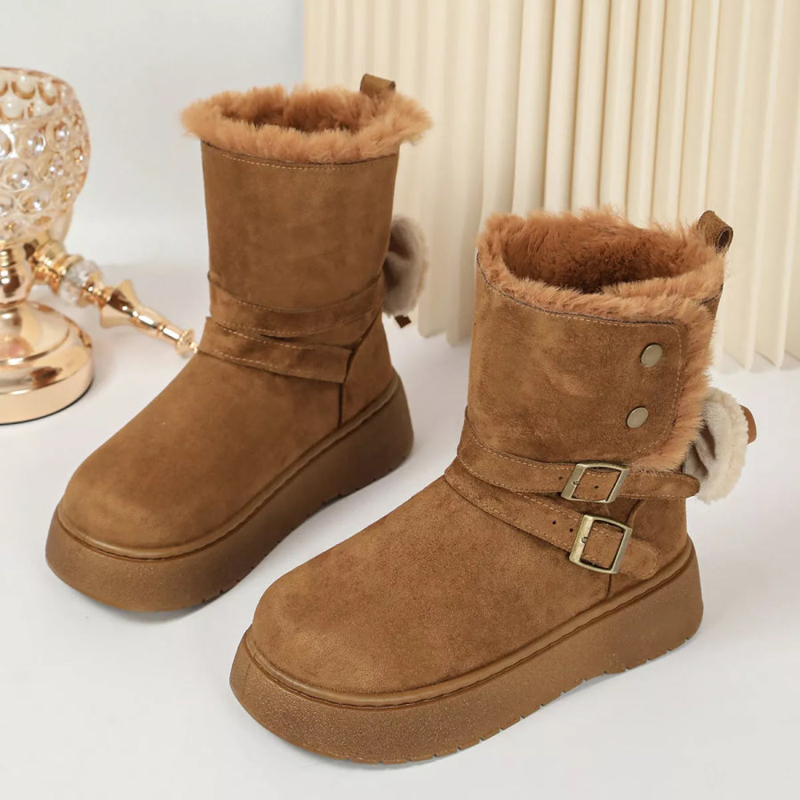 Round Toe Platform Boots Apparel and Accessories
