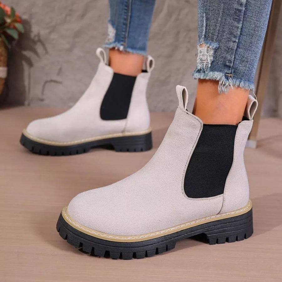 Round Toe Platform Boots Apparel and Accessories