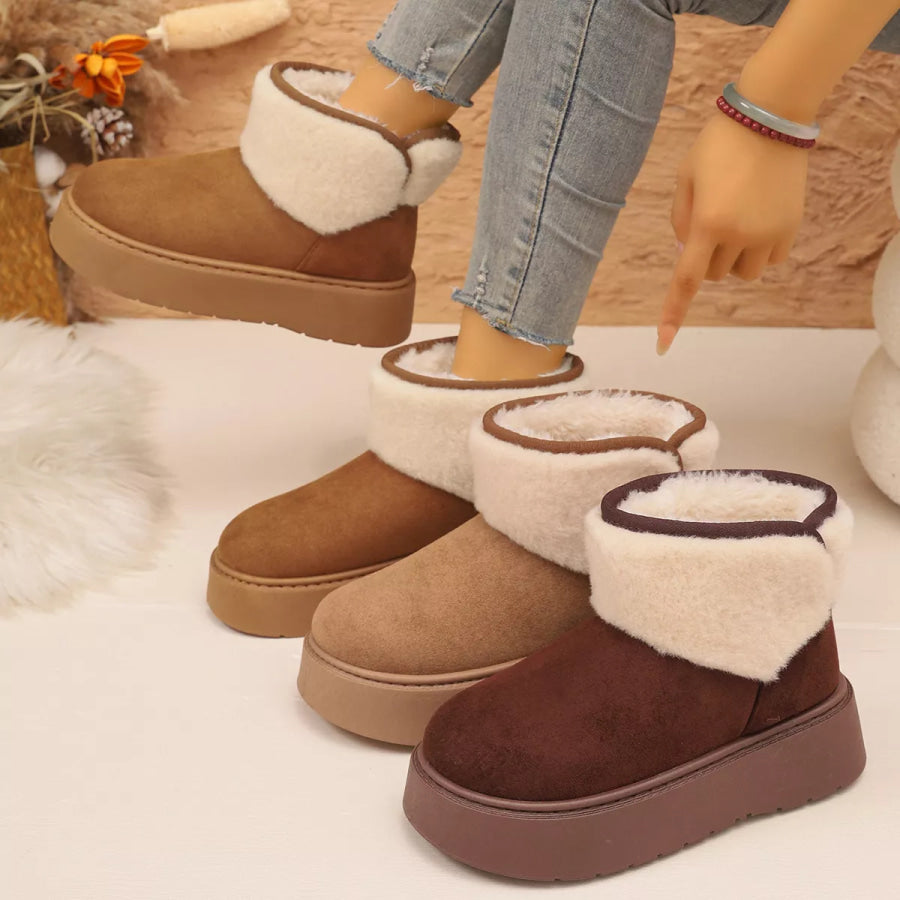 Round Toe Platform Boots Apparel and Accessories