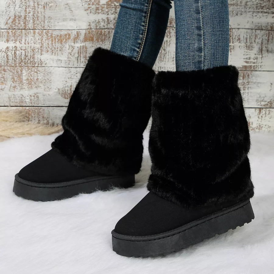 Round Toe Platform Boots Apparel and Accessories
