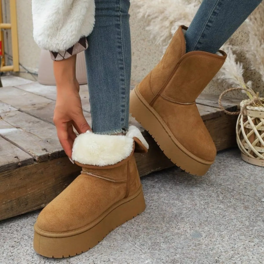 Round Toe Platform Boots Apparel and Accessories