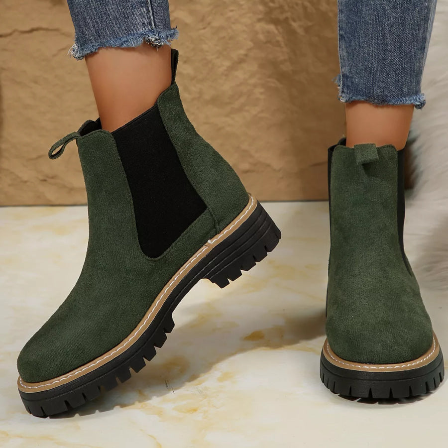 Round Toe Platform Boots Apparel and Accessories