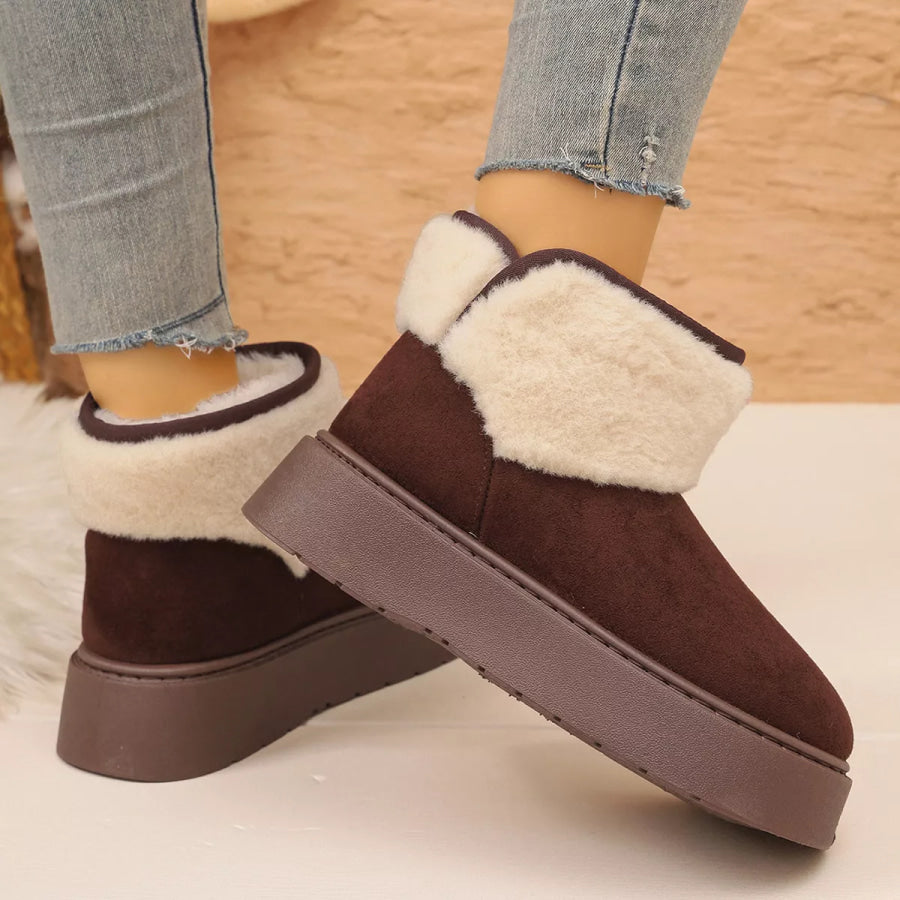 Round Toe Platform Boots Apparel and Accessories