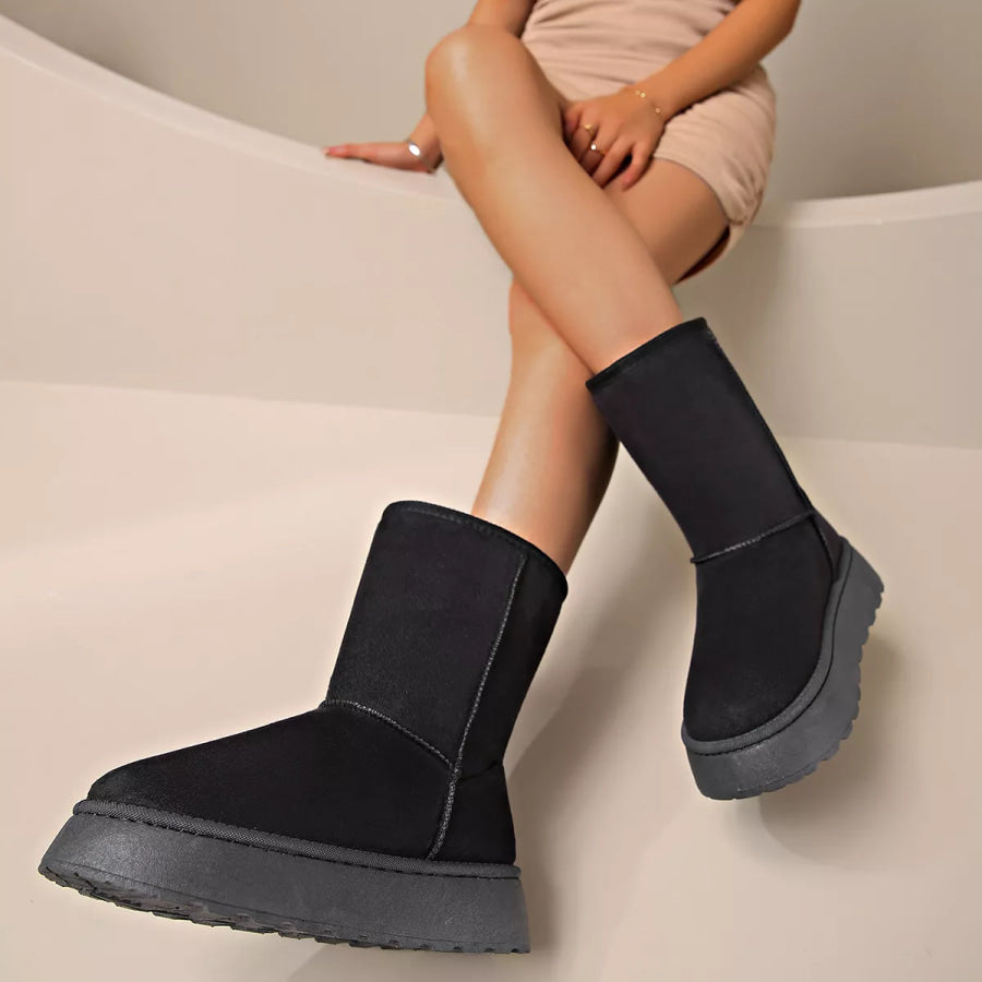 Round Toe Platform Boots Apparel and Accessories