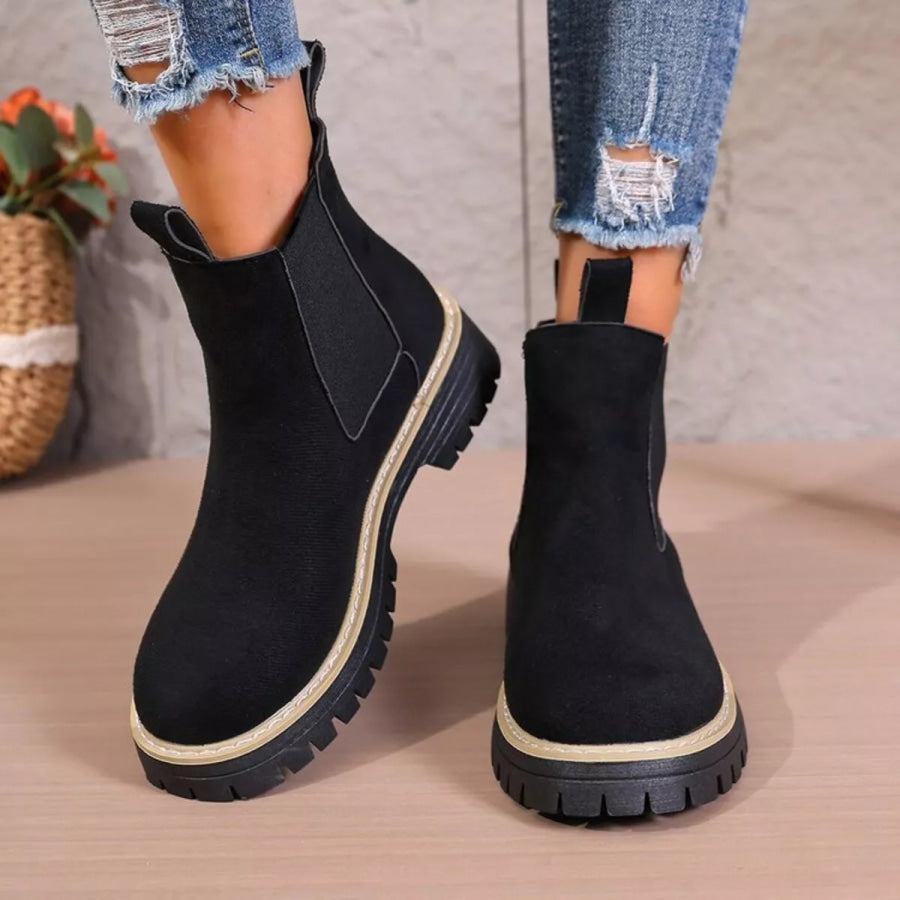 Round Toe Platform Boots Apparel and Accessories
