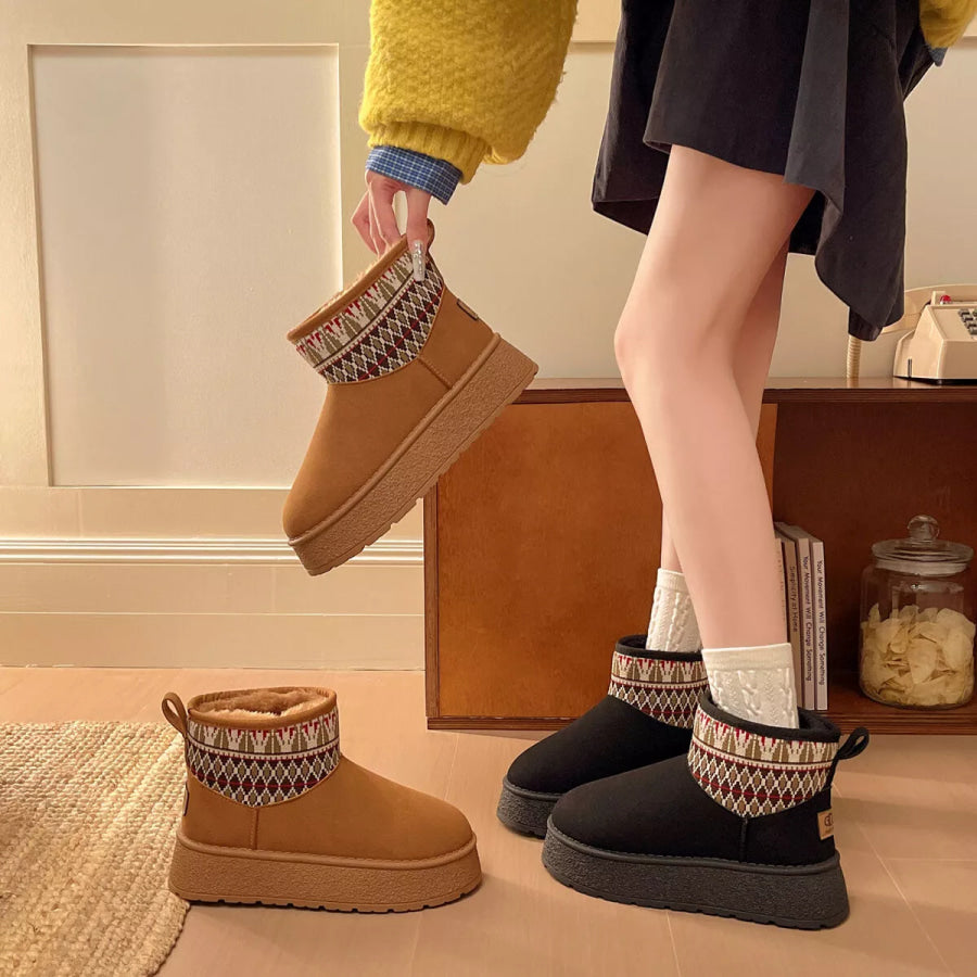 Round Toe Platform Boots Apparel and Accessories
