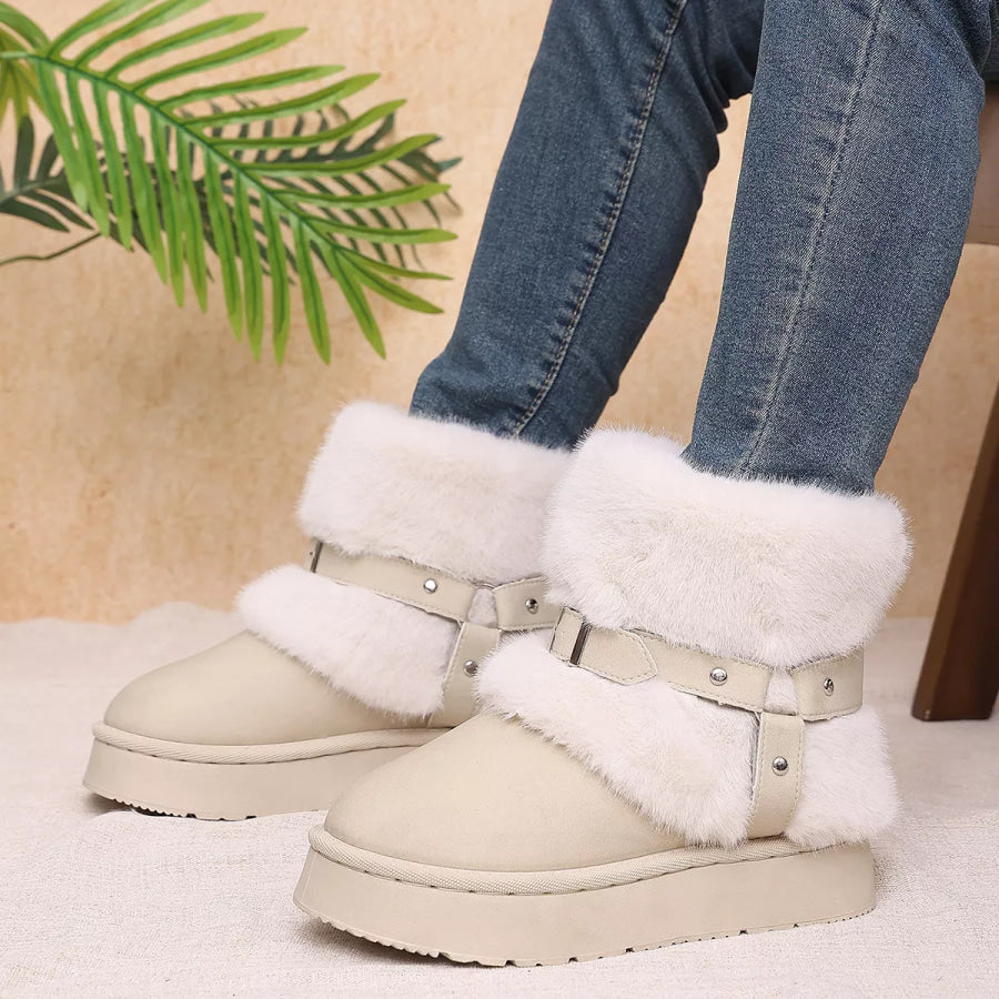Round Toe Platform Boots Apparel and Accessories