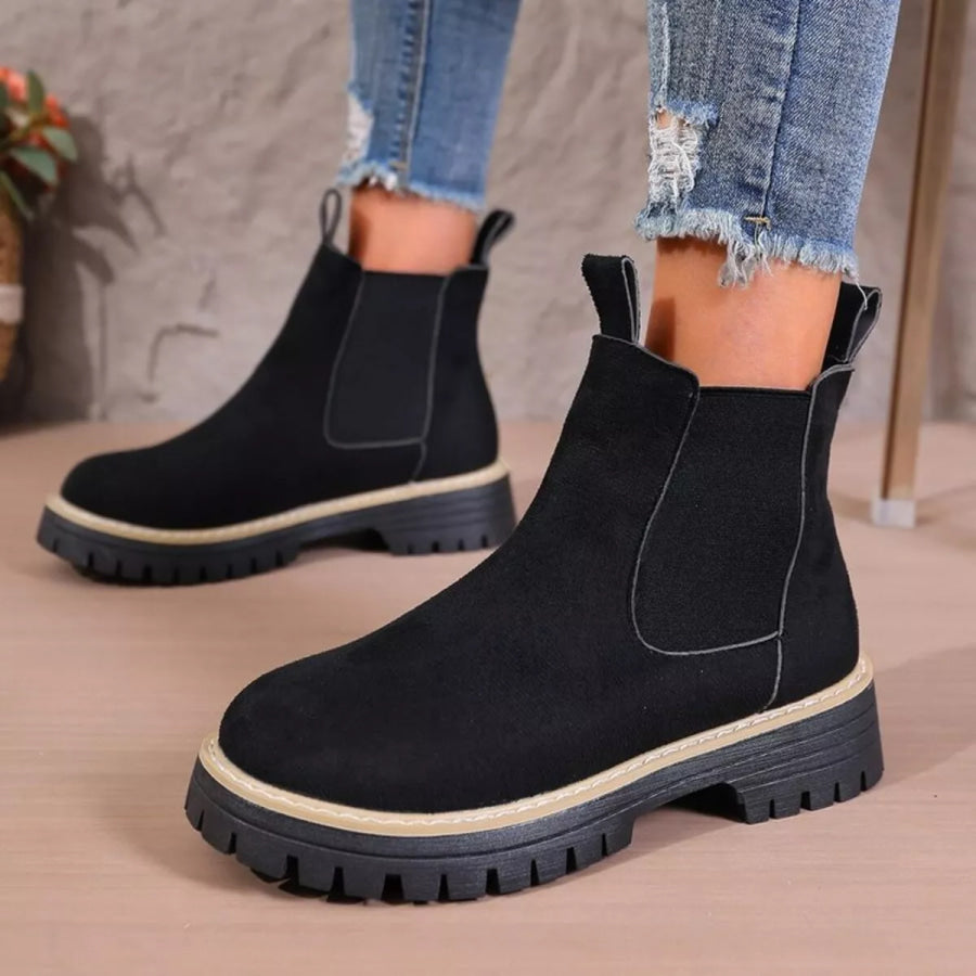 Round Toe Platform Boots Apparel and Accessories