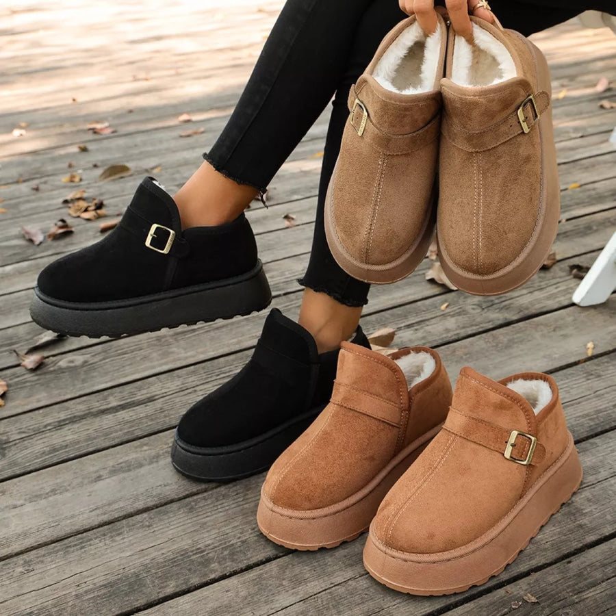 Round Toe Platform Boots Apparel and Accessories