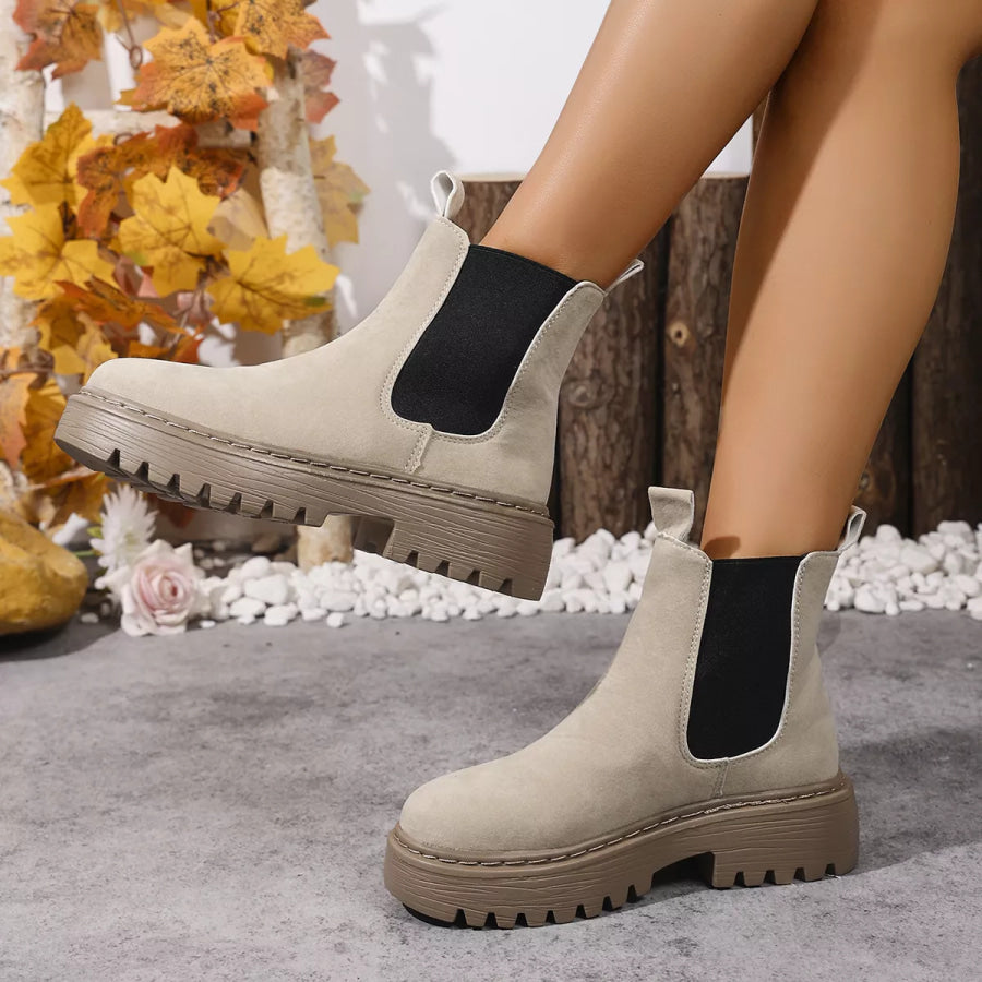 Round Toe Platform Boots Apparel and Accessories