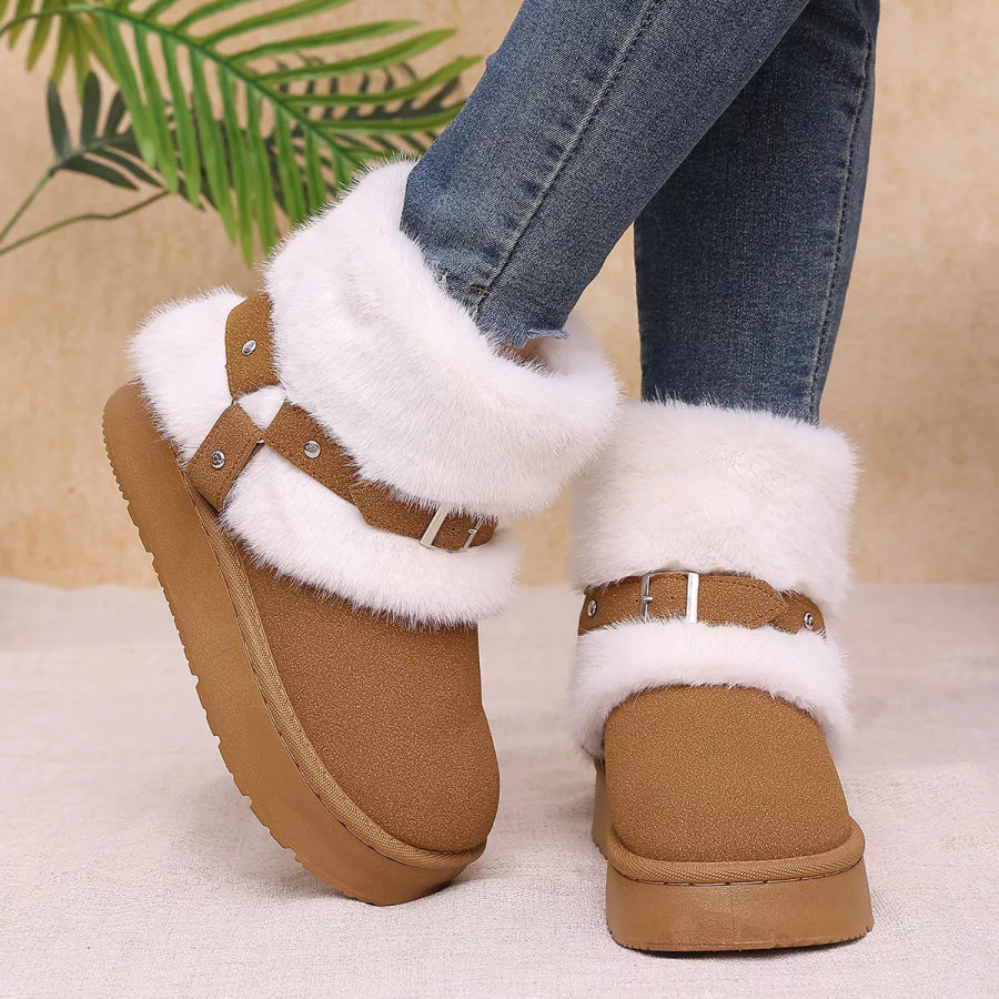 Round Toe Platform Boots Apparel and Accessories
