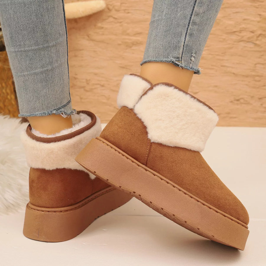 Round Toe Platform Boots Apparel and Accessories