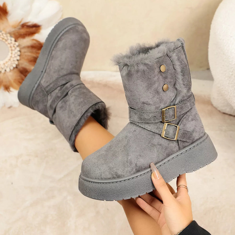 Round Toe Platform Boots Apparel and Accessories