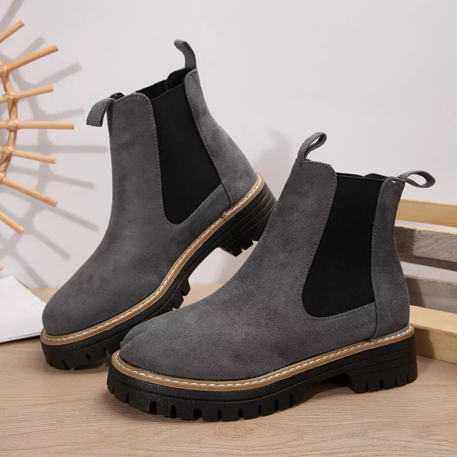 Round Toe Platform Boots Apparel and Accessories