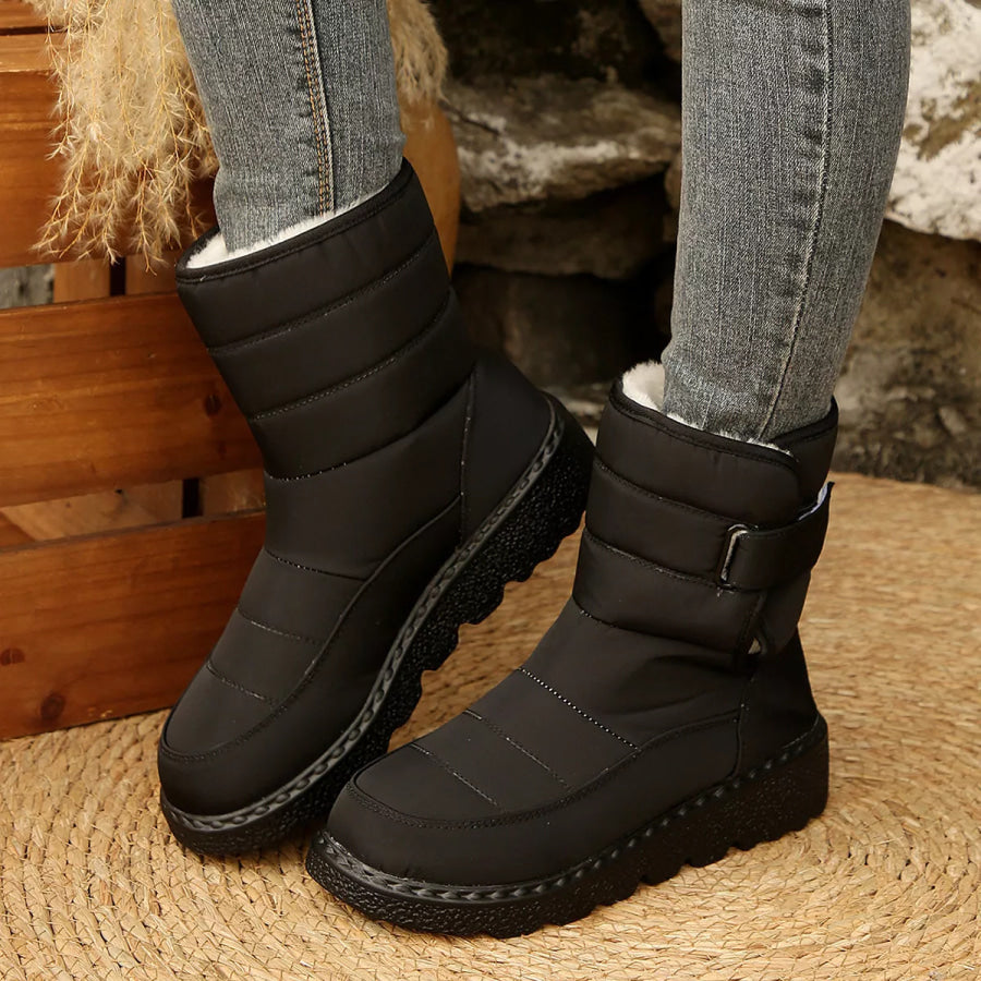 Round Toe Platform Boots Black / 36 Apparel and Accessories