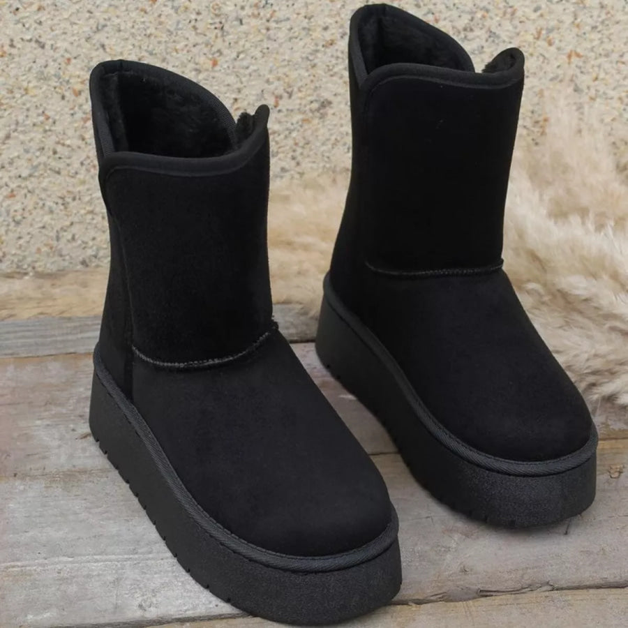 Round Toe Platform Boots Apparel and Accessories