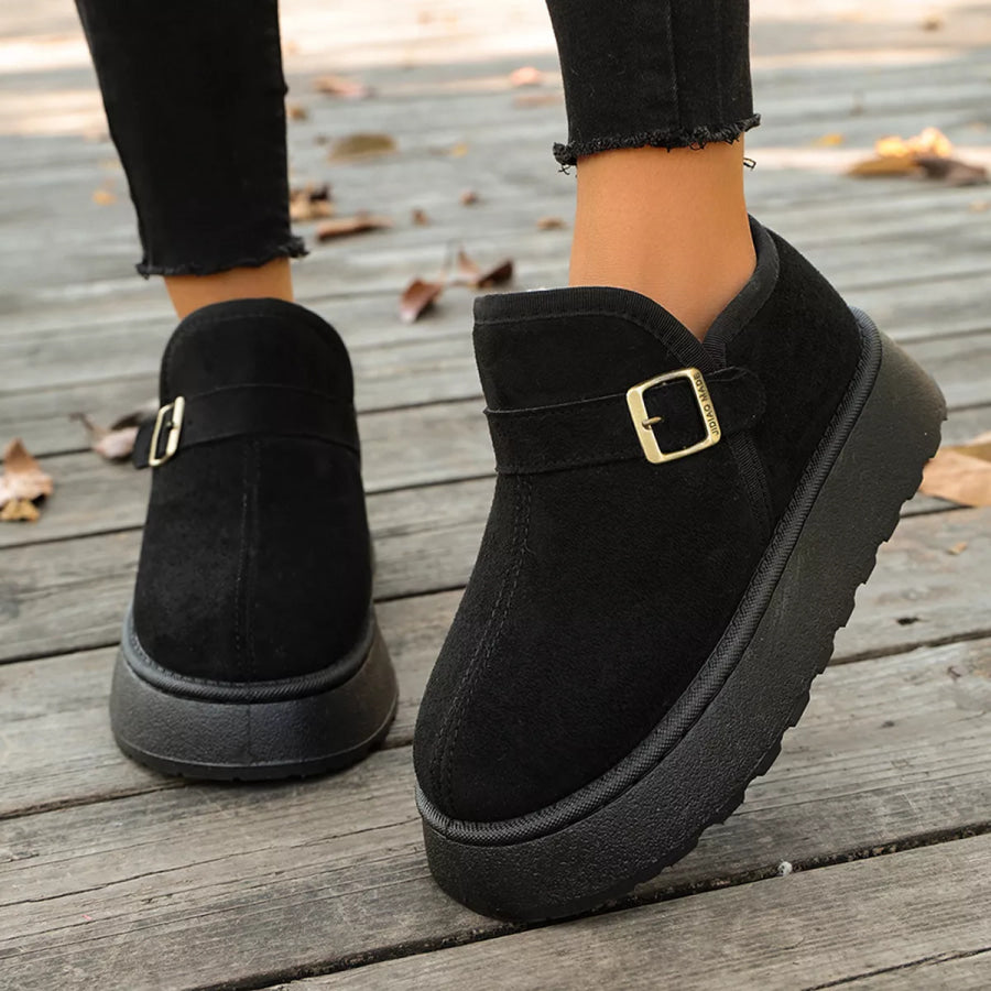 Round Toe Platform Boots Black / 36 Apparel and Accessories