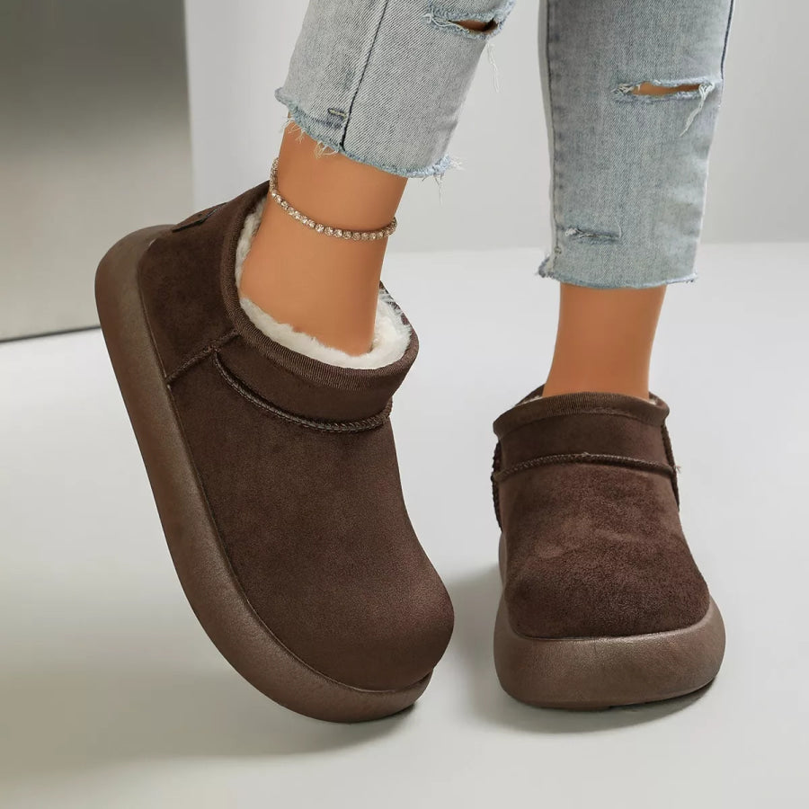 Round Toe Platform Boots Brown / 35 Apparel and Accessories