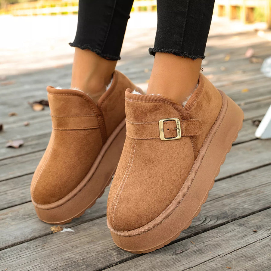 Round Toe Platform Boots Apparel and Accessories