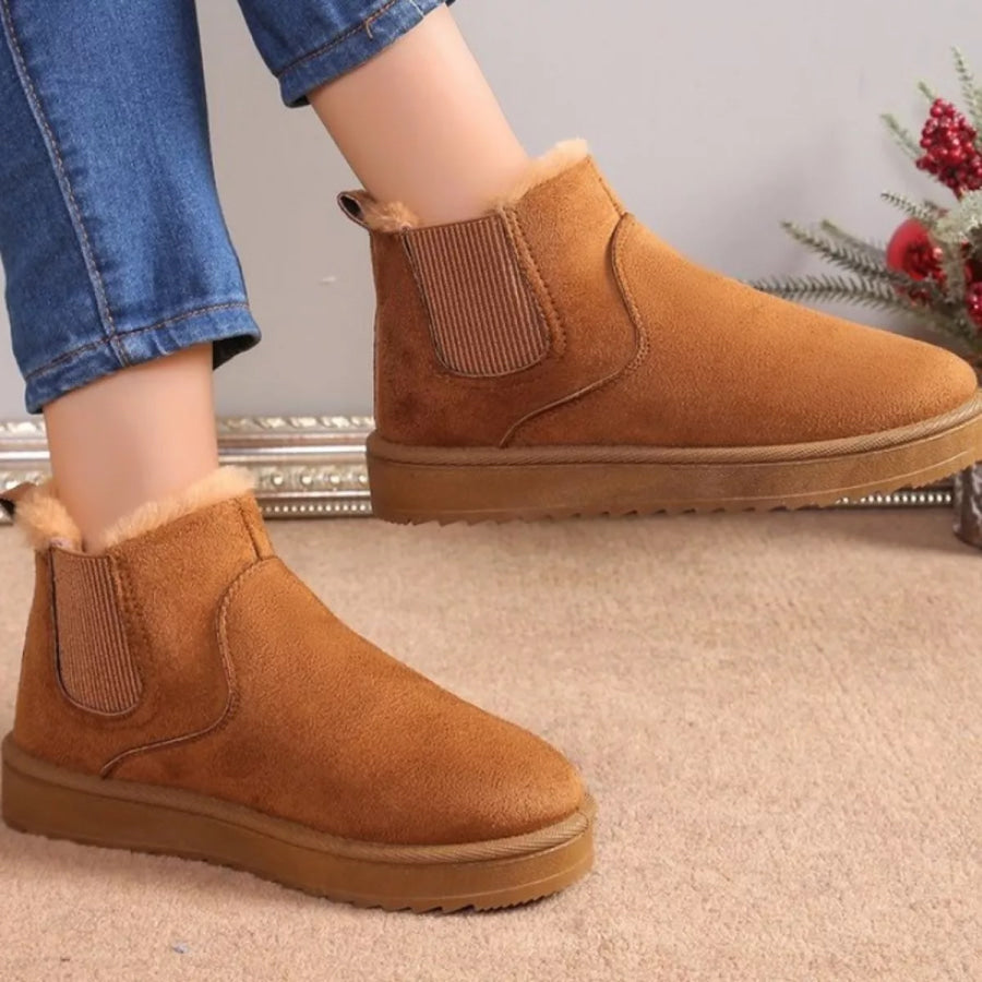 Round Toe Platform Boots Brown / 36 Apparel and Accessories
