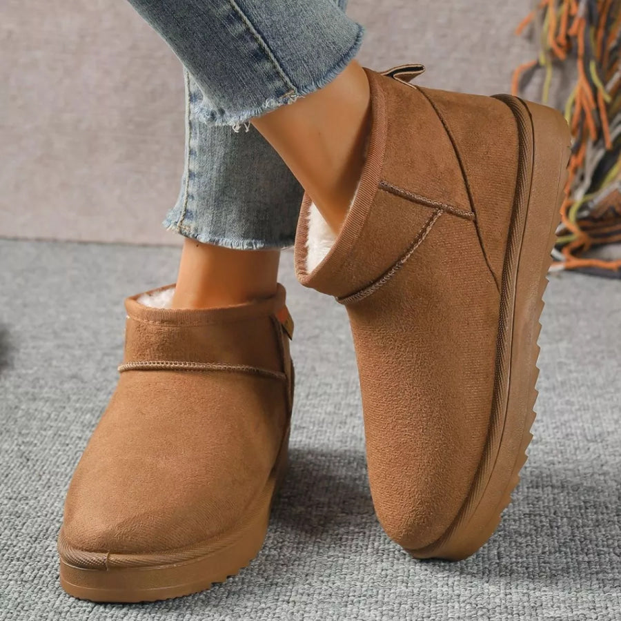 Round Toe Platform Boots Camel / 36 Apparel and Accessories