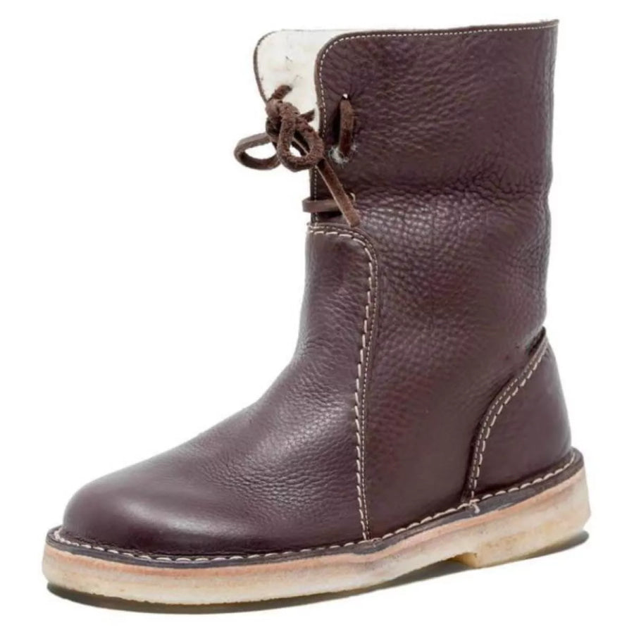 Round Toe Platform Boots Dark Brown / 35 Apparel and Accessories
