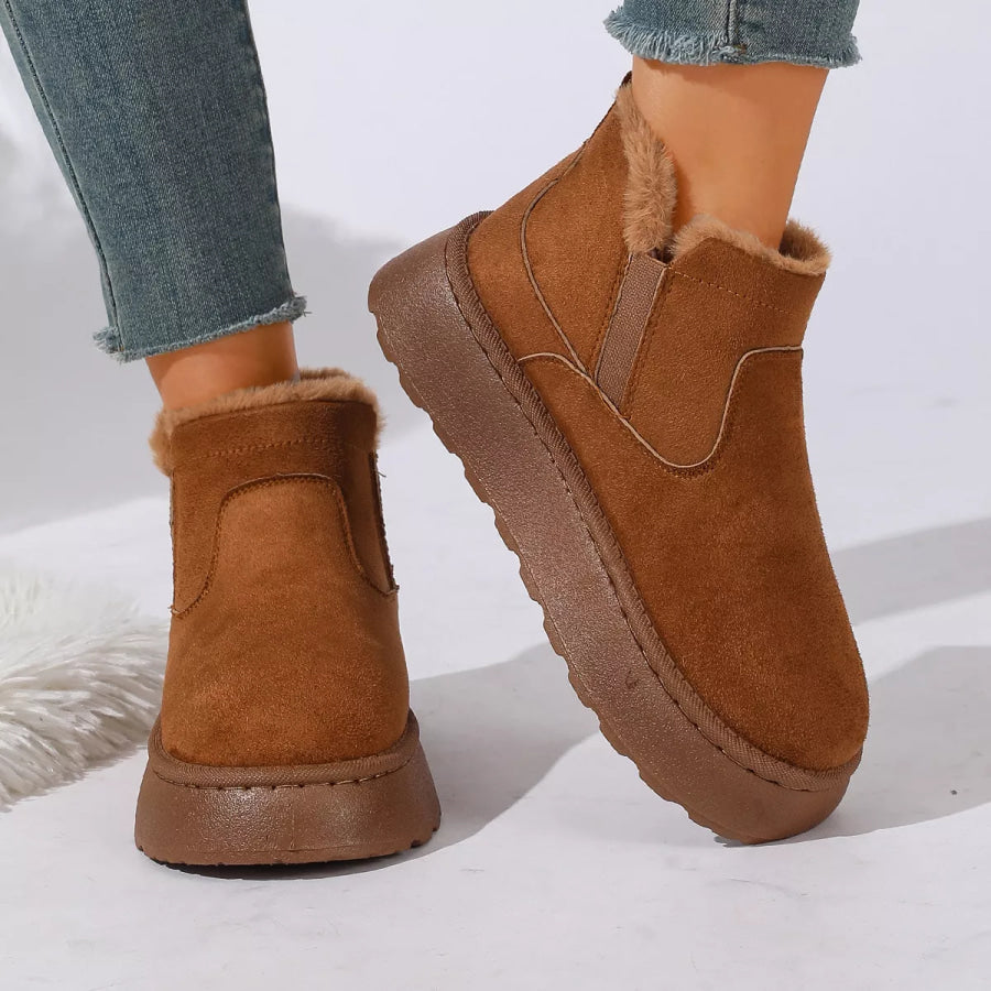 Round Toe Platform Boots Dark Brown / 36 Apparel and Accessories