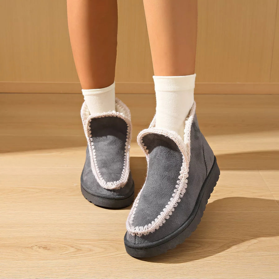 Round Toe Platform Boots Dark Gray / 36 Apparel and Accessories