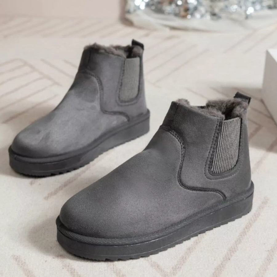 Round Toe Platform Boots Dark Gray / 36 Apparel and Accessories