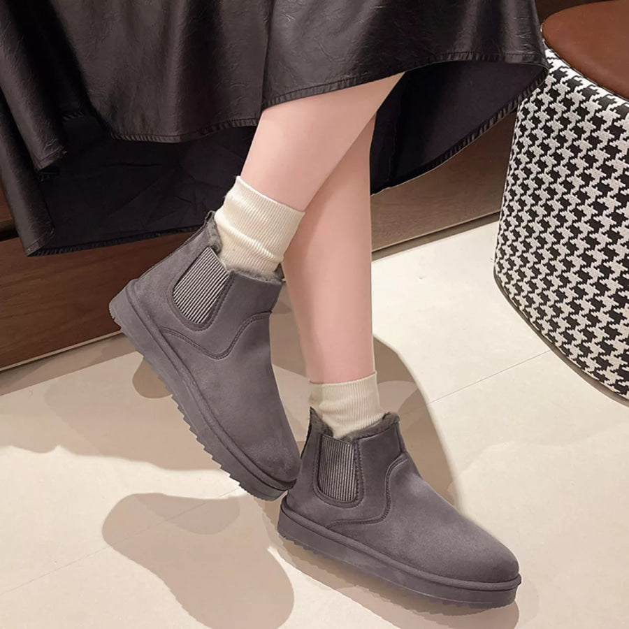 Round Toe Platform Boots Gray / 36 Apparel and Accessories