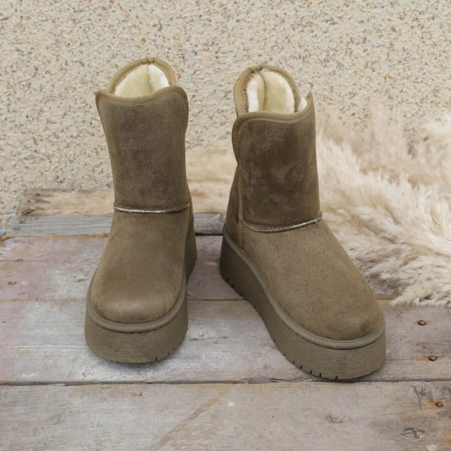 Round Toe Platform Boots Green / 36 Apparel and Accessories