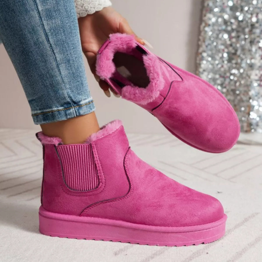 Round Toe Platform Boots Hot Pink / 36 Apparel and Accessories