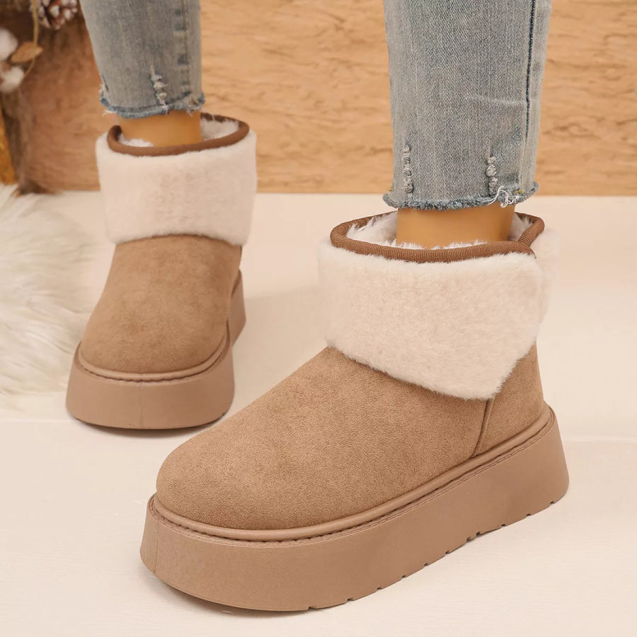 Round Toe Platform Boots Apparel and Accessories