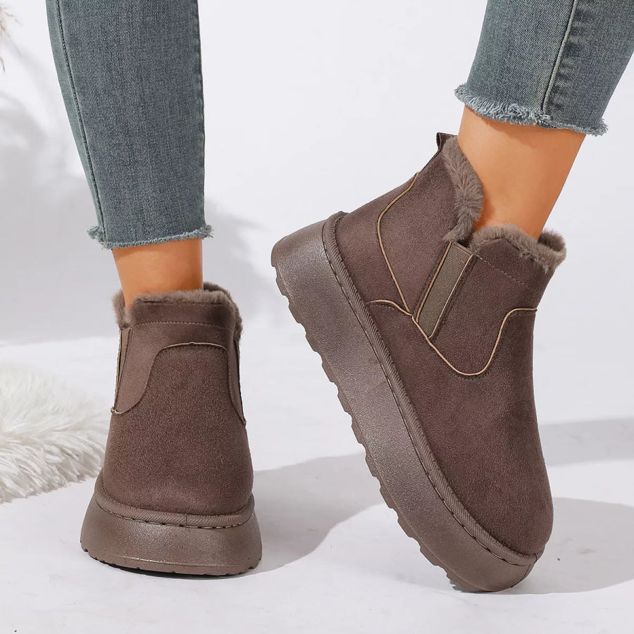 Round Toe Platform Boots Khaki / 36 Apparel and Accessories