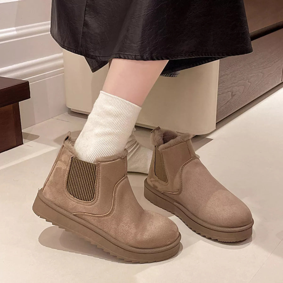 Round Toe Platform Boots Khaki / 36 Apparel and Accessories