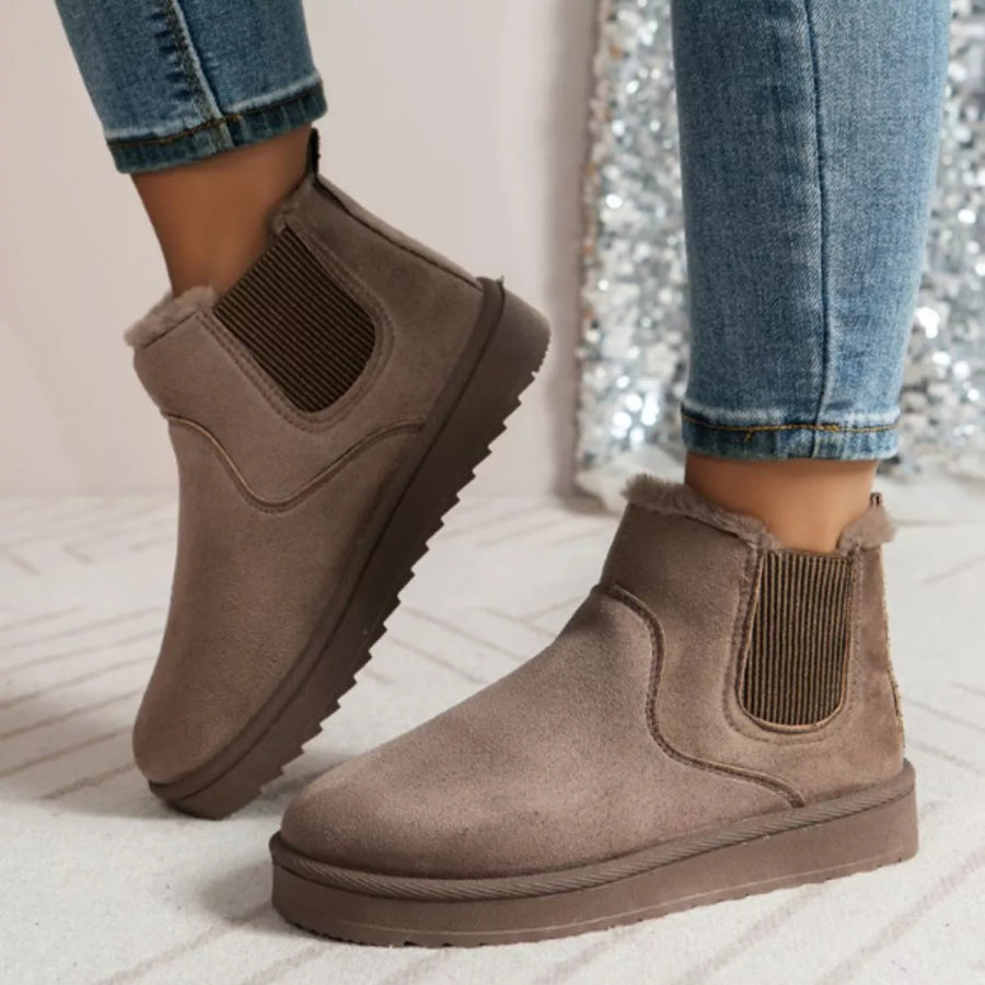 Round Toe Platform Boots Khaki / 36 Apparel and Accessories