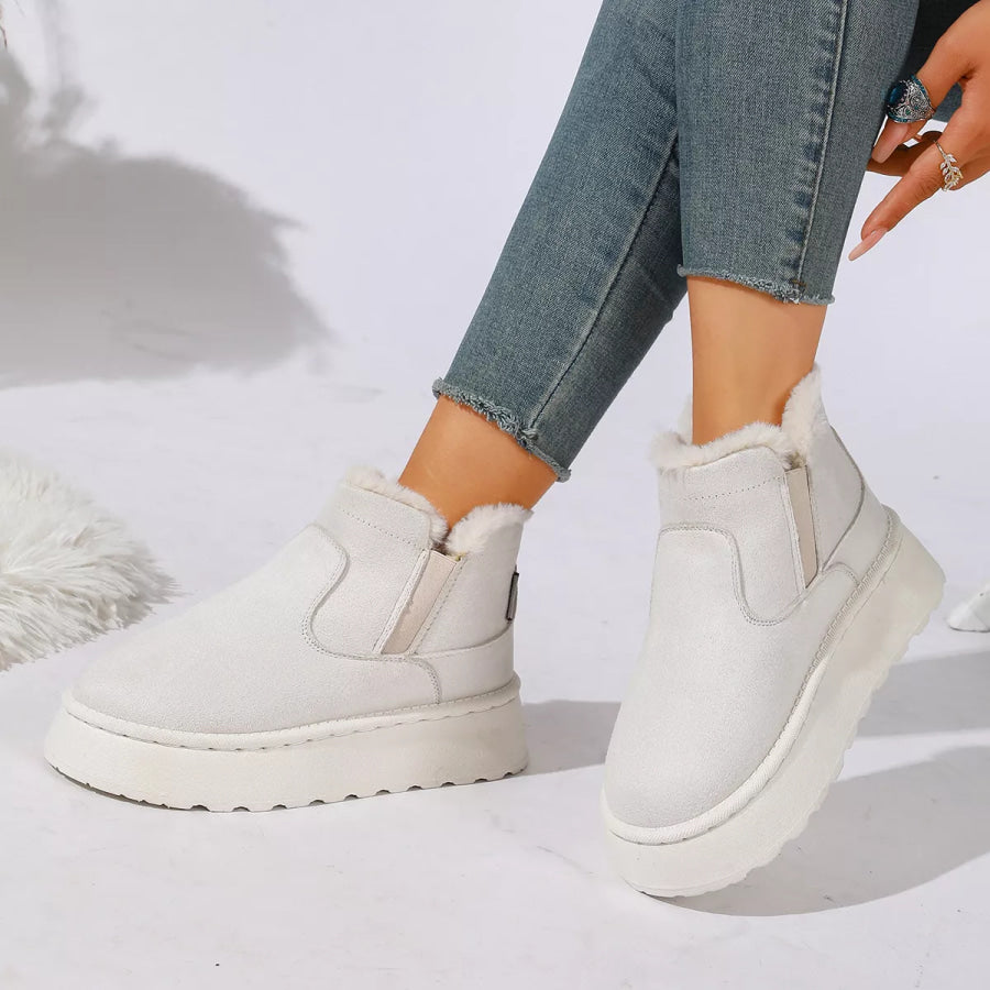 Round Toe Platform Boots White / 36 Apparel and Accessories