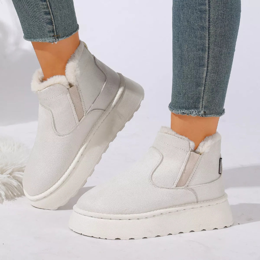 Round Toe Platform Boots White / 36 Apparel and Accessories
