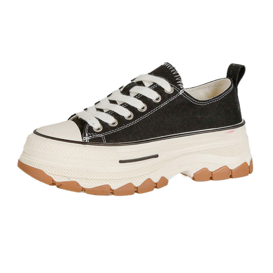Round Toe Platform Canvas Sneakers Apparel and Accessories