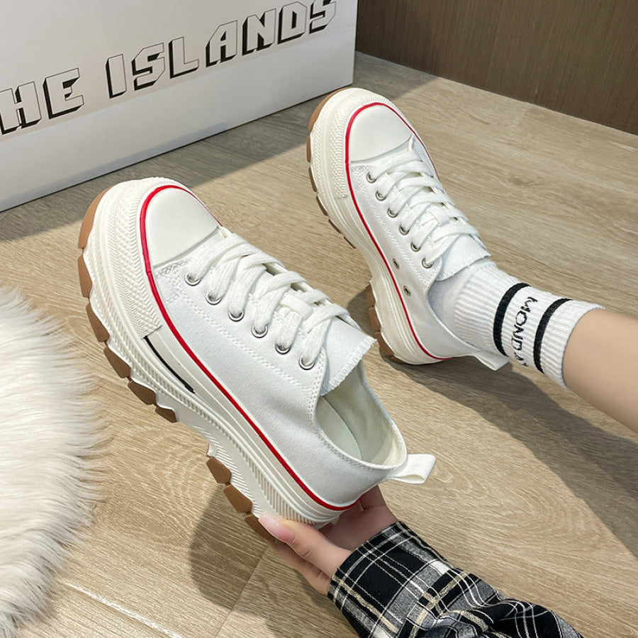 Round Toe Platform Canvas Sneakers Apparel and Accessories